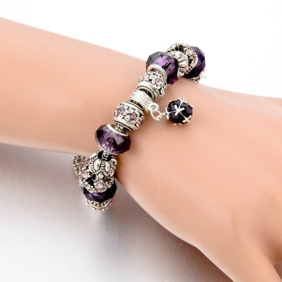Charm Beads Bracelet - Purple - Picture 4 of 6
